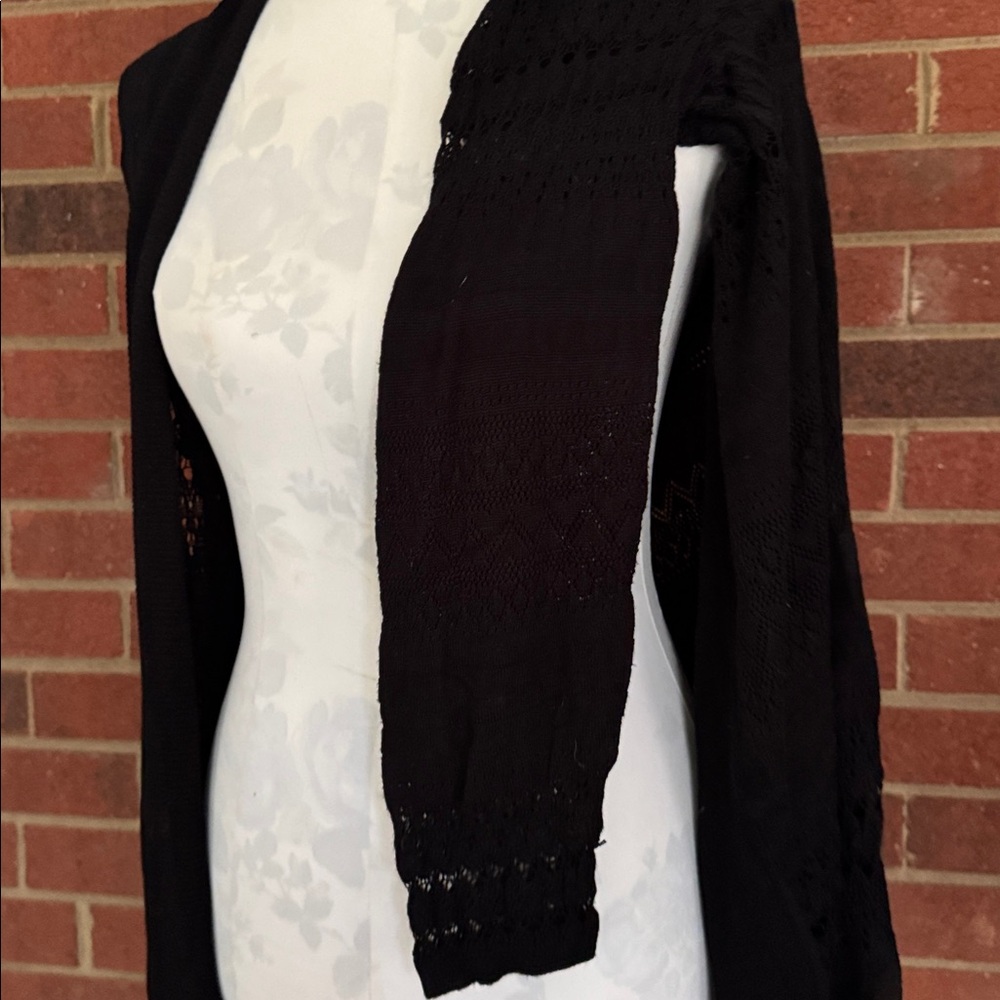 United States Sweaters 100% Rayon Long Black Open Cardigan - Picture 7 of 9